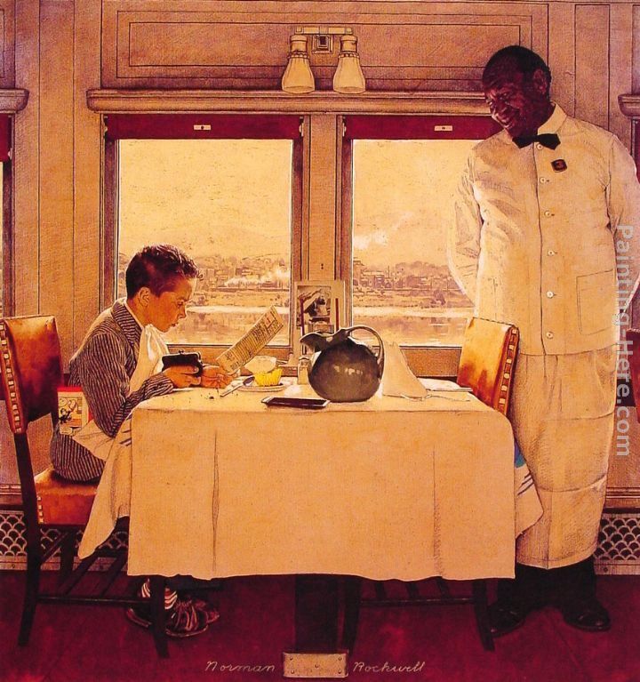 Norman Rockwell Boy in a Dining Car